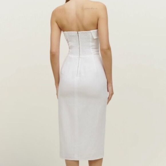 Reformation Marcella Linen White Strapless Midi Dress NWT $278 - Picture 3 of 6
